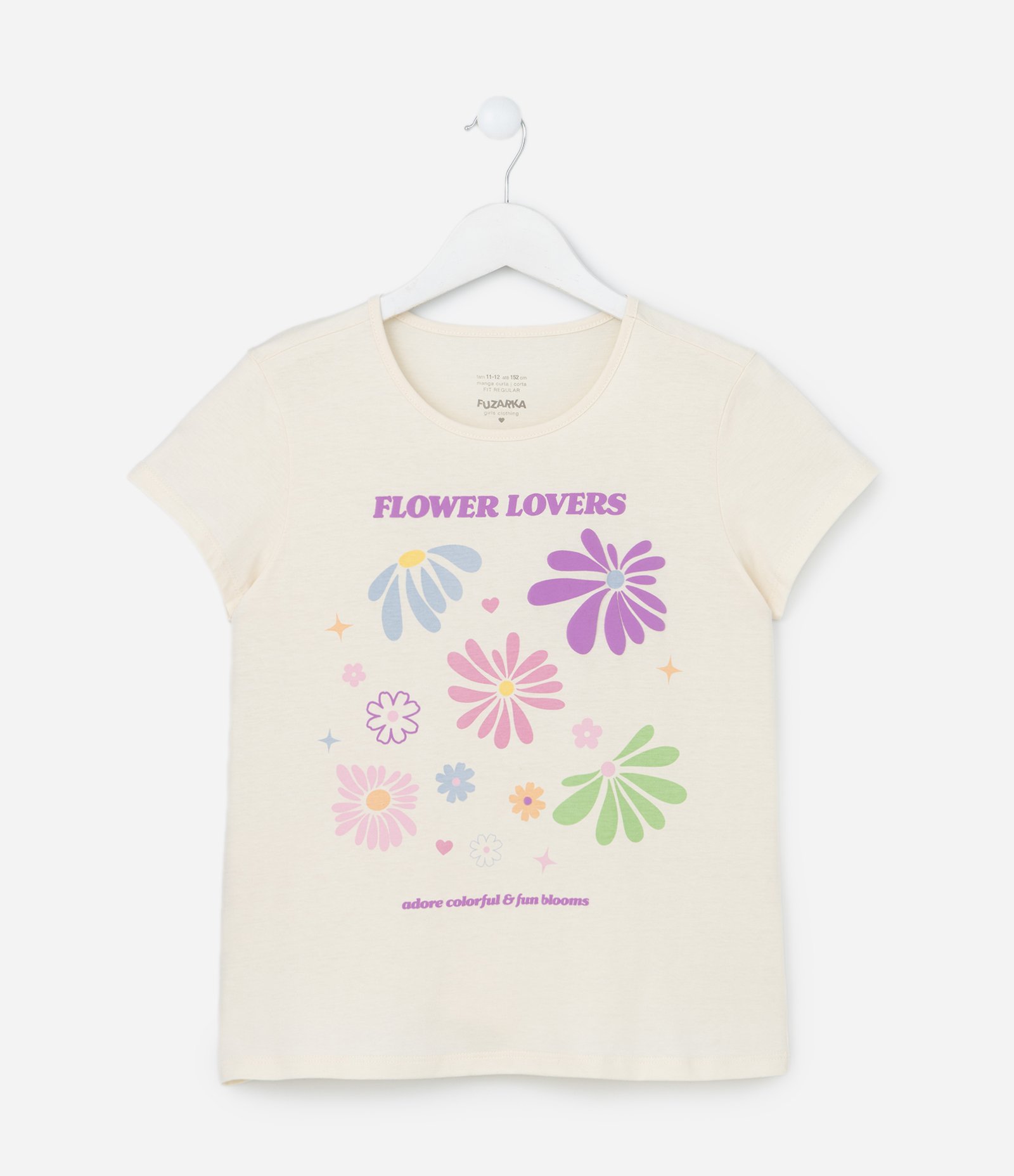 Blusa Infantil com Estampa Floral - Tam 5 a 14 Anos Bege 1