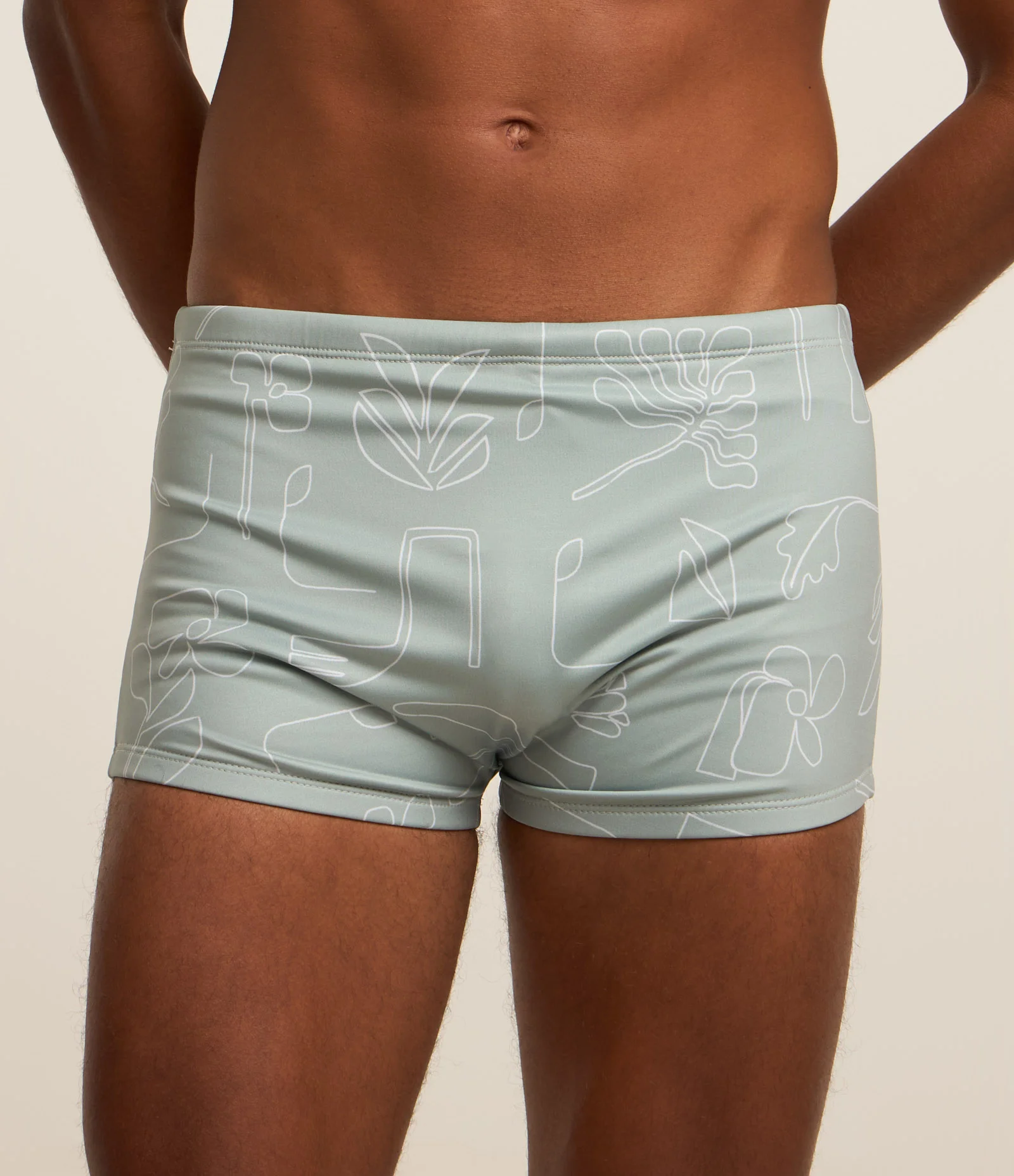 Sunga Boxer em Microfibra com Estampa de Folhagem Verde 2