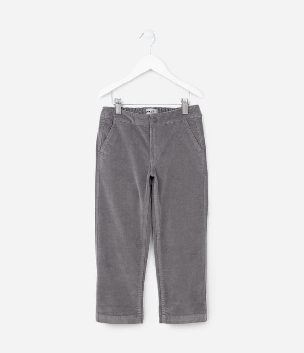 Calça Reta Infantil em Veludo com Bolsos - Tam 5 a 14  Anos