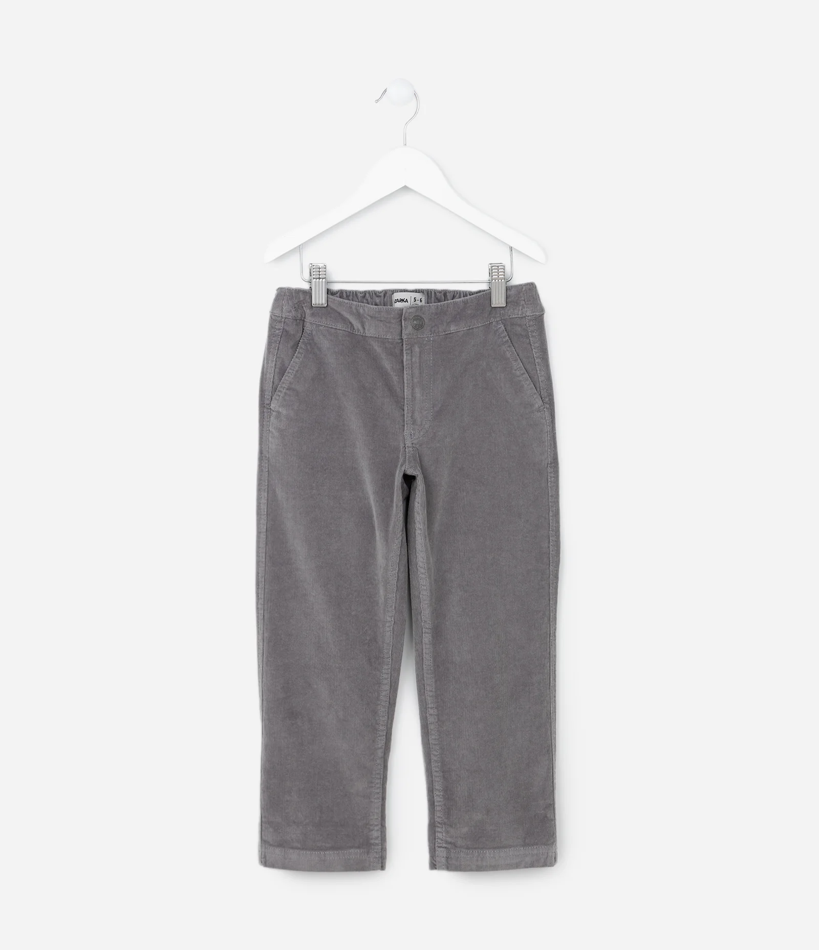 Calça Reta Infantil em Veludo com Bolsos - Tam 5 a 14  Anos Cinza 1