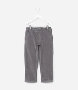 Calça Reta Infantil em Veludo com Bolsos - Tam 5 a 14  Anos