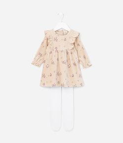 Vestido Infantil Canelado com Babados - Tam 0 a 18 meses