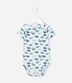 Body Infantil em Ribana com Estampa Dinos - Tam RN a 18 meses