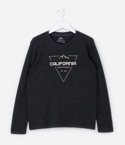 Camiseta Infantil com Lettering California e Estampa Montanhas - Tam 5 a 14 Anos