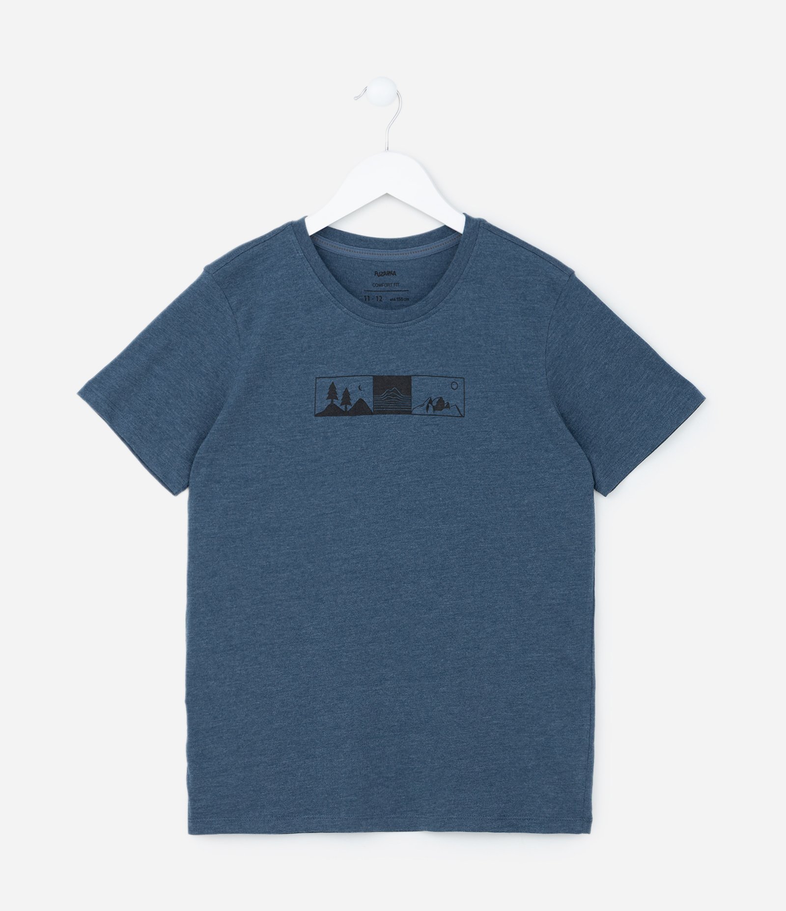 Camiseta Regular Infantil com Estampa Paisagem - Tam 5 a 14 Anos Azul 1