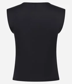 Blusa em Microfibra com Decote Quadrado