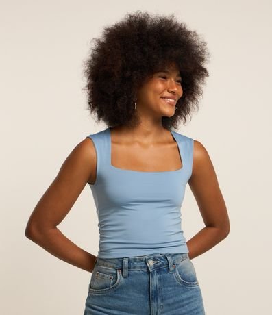 Blusa em Microfibra com Decote Quadrado Blusa em Microfibra com Decote Quadrado