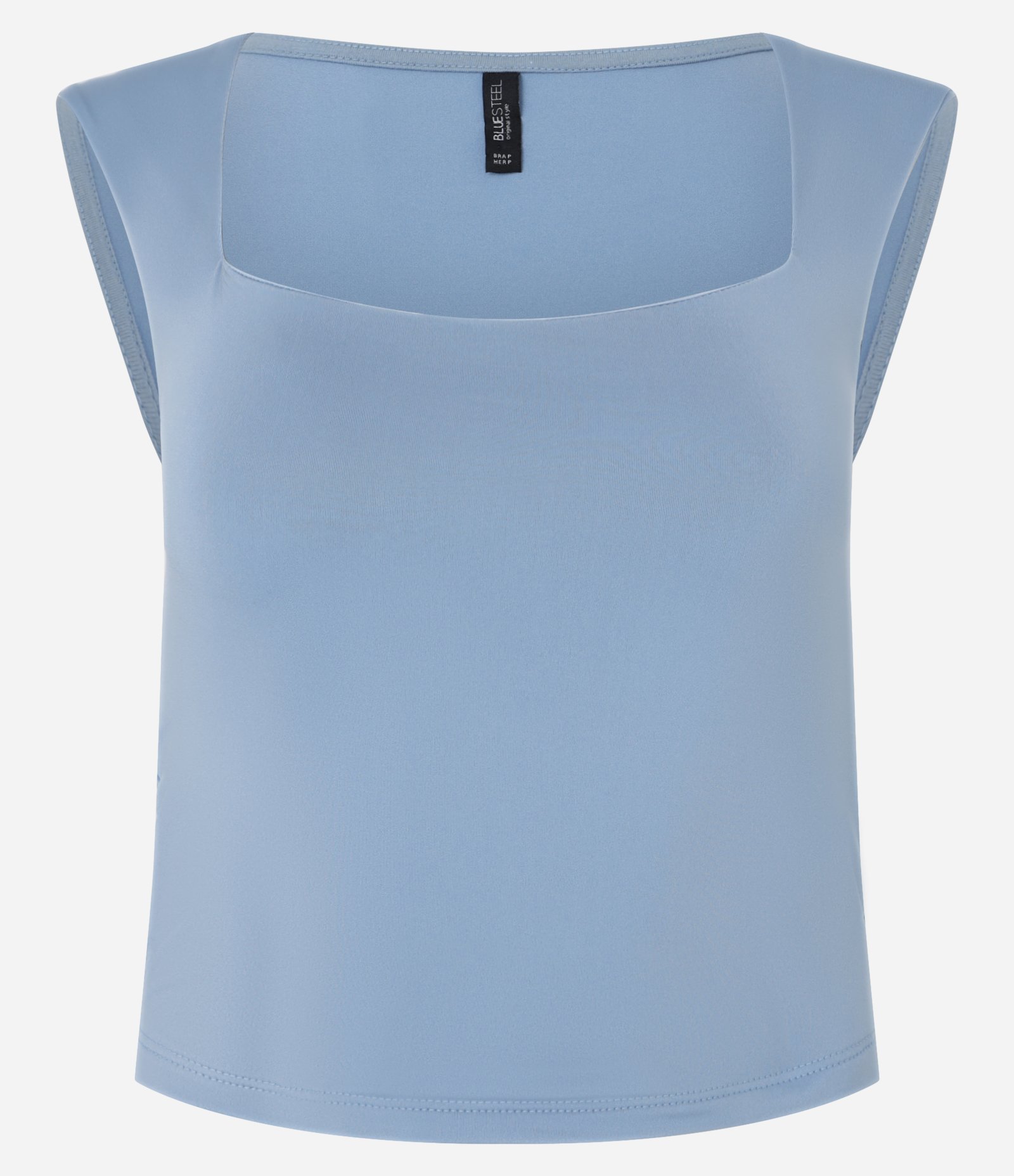 Blusa em Microfibra com Decote Quadrado Azul 4