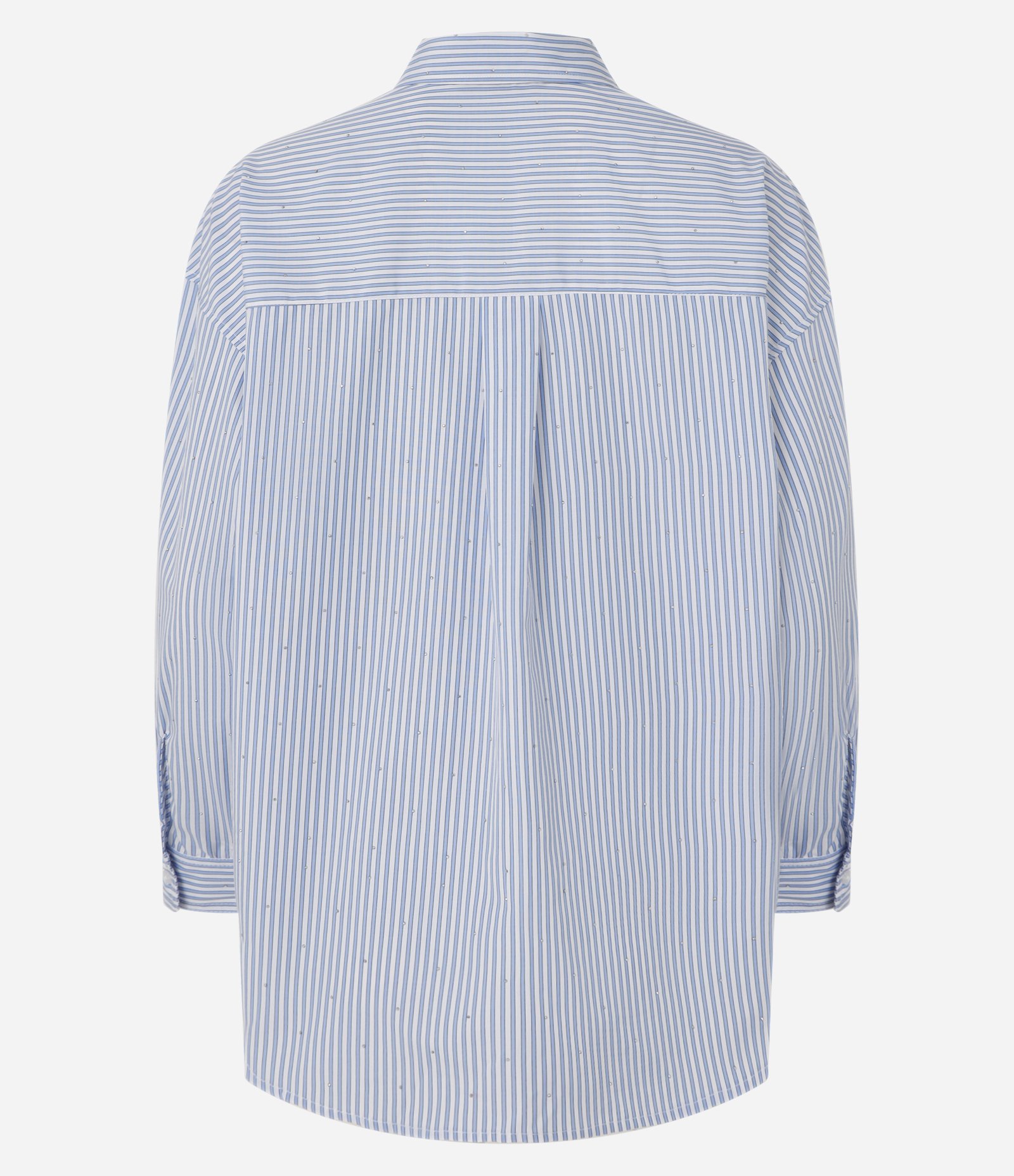 Camisa Over em Tricoline com Estampa de Listras Azul 8