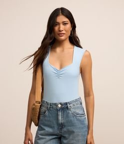 Body em Microfibra com Decote Coração Franzidinho