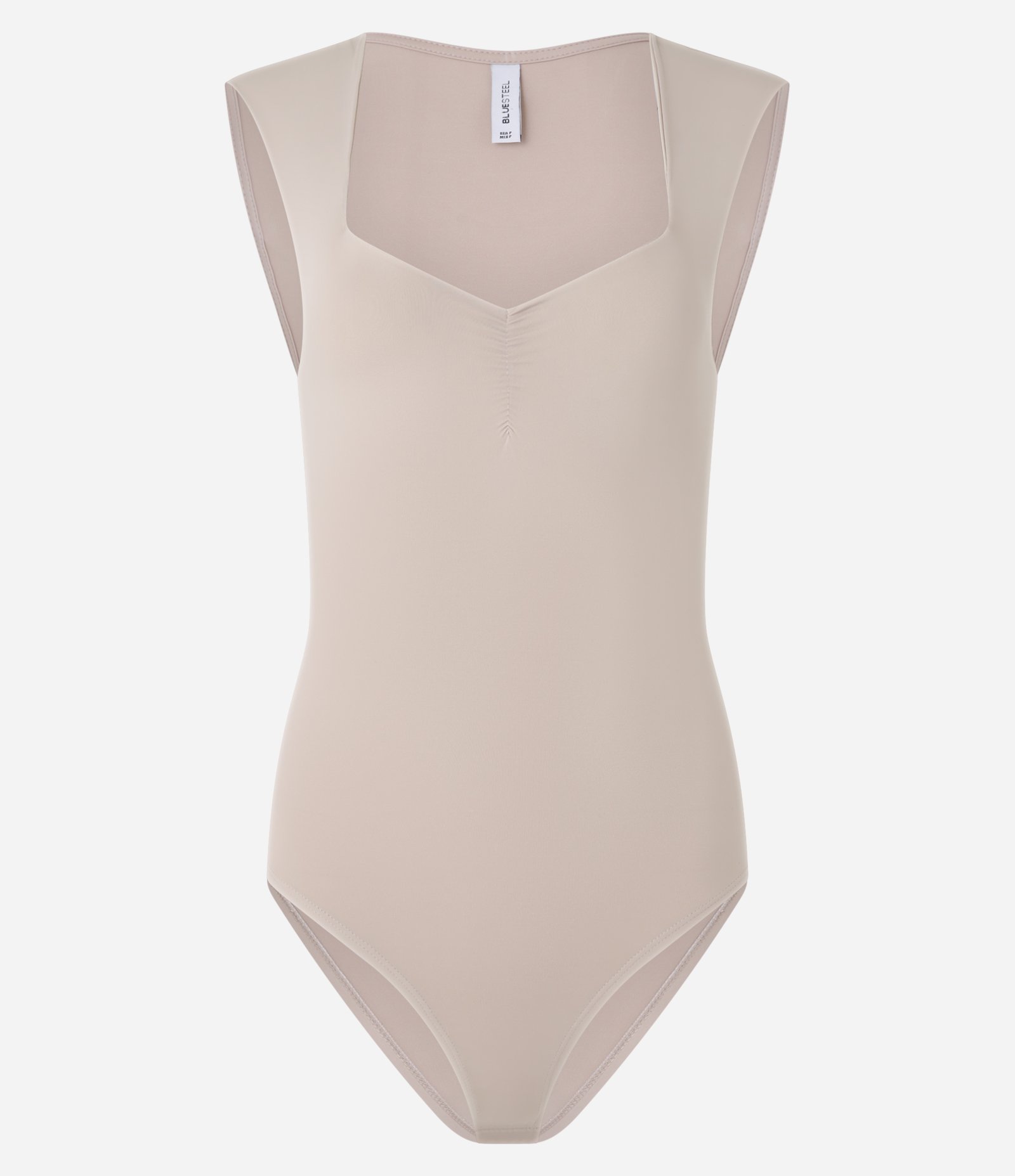 Body em Microfibra com Decote Coração Franzidinho Bege 6