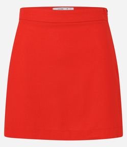 Saia Curta em Viscose e Linho com Zíper Lateral