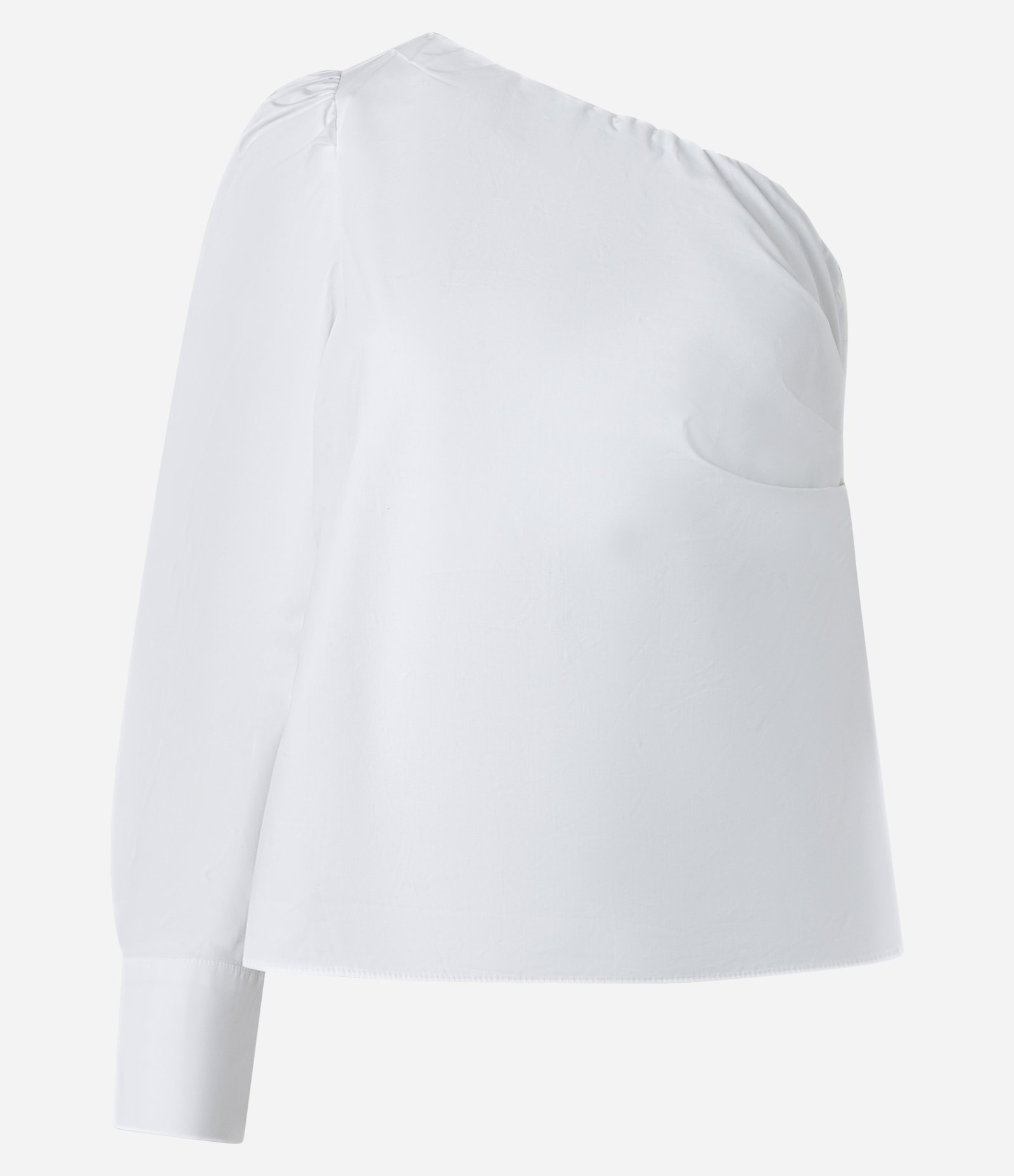 Blusa Ombro Só em Tricoline e Manga Longa Branco 1