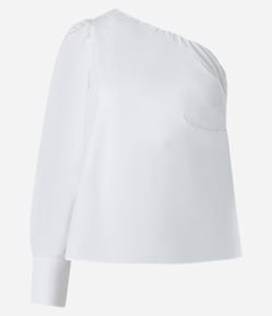 Blusa Ombro Só em Tricoline e Manga Longa