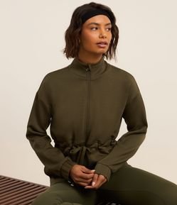 Jaqueta Parka Esportiva em Modal com Gola Alta
