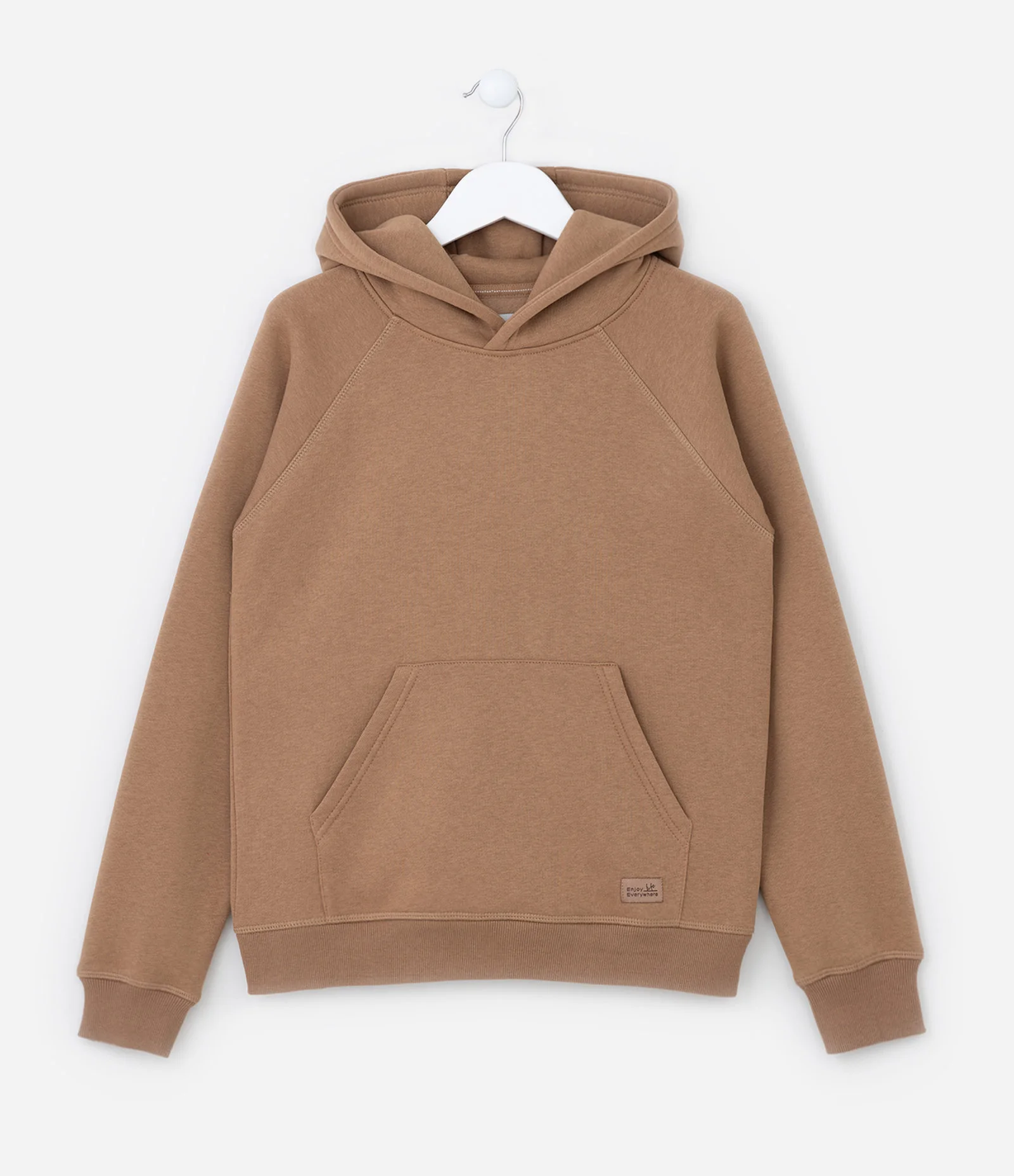 Casaco Infantil Básico com Capuz e Bolsos - Tam- 5 a 14 Anos Marrom 1