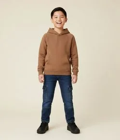 Casaco Infantil Básico com Capuz e Bolsos - Tam- 5 a 14 Anos