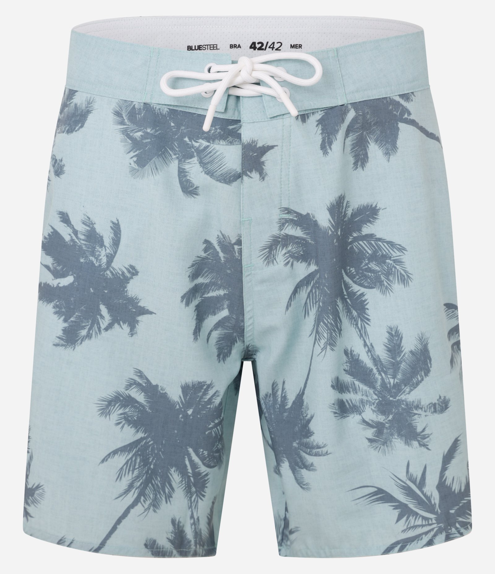 Bermuda em Microfibra com Cós Fixo e Estampa de Coqueiros Verde 4