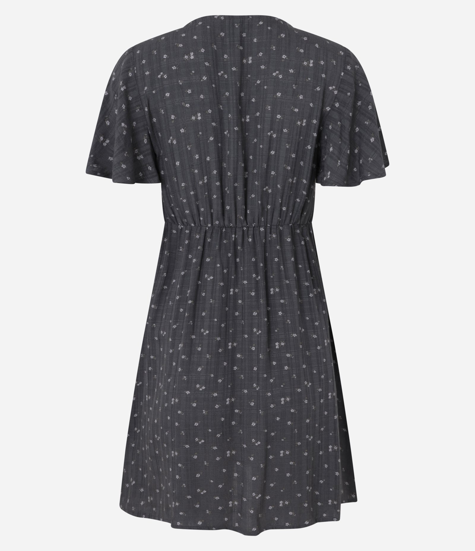 Vestido Curto em Viscose Maquinetado Floral Liberty Cinza 6