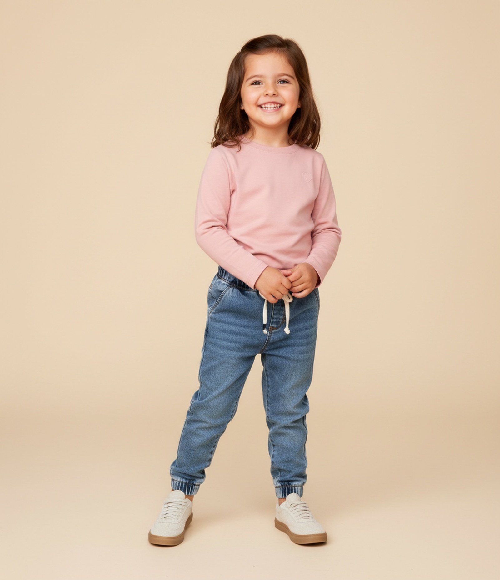 Blusa Infantil Térmica com Bordado de Coração - Tam 1 a 5 Anos Rosa Claro 1