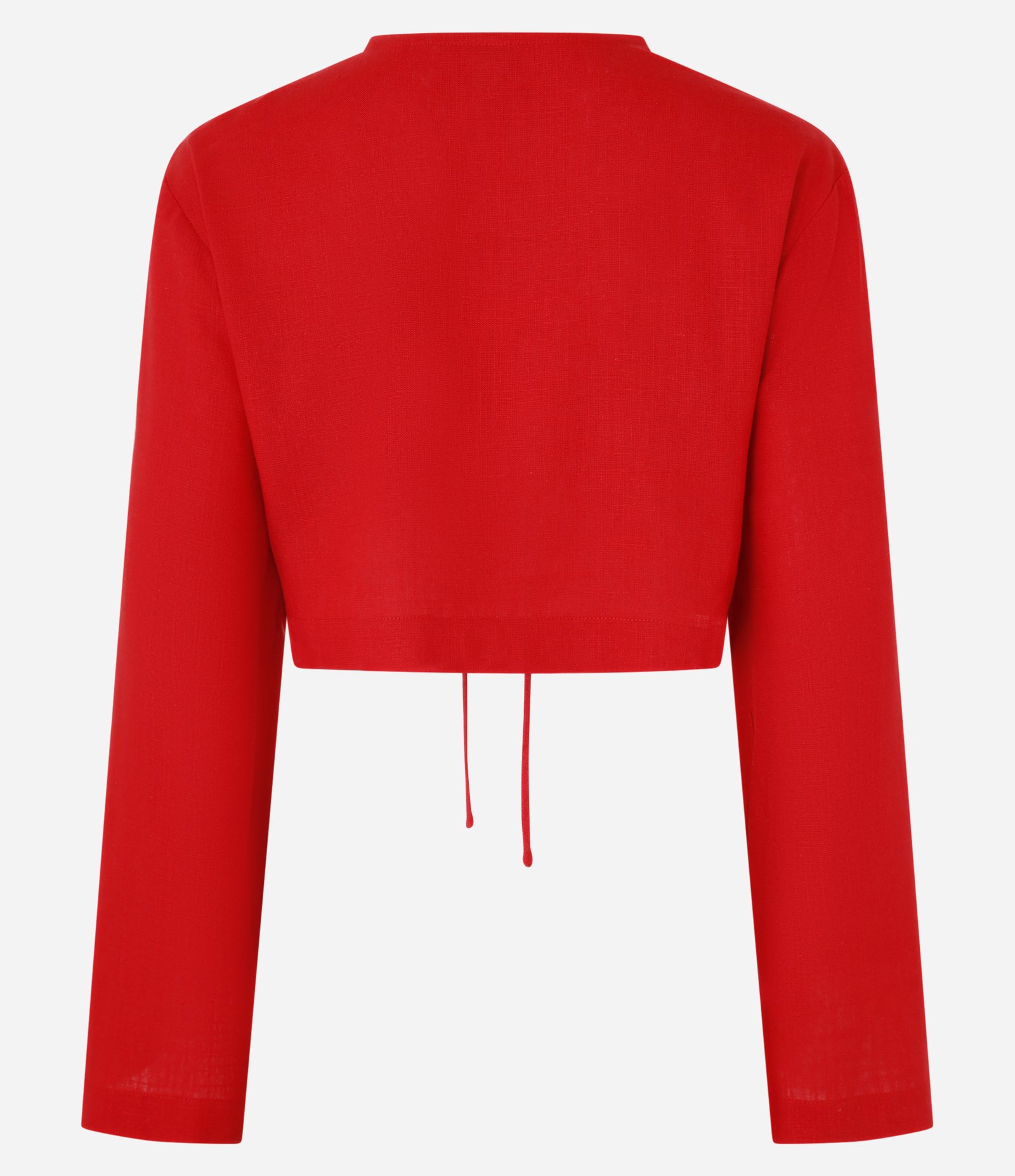 Blusa Cropped em Viscolinho com Amarração no Busto Vermelho 6