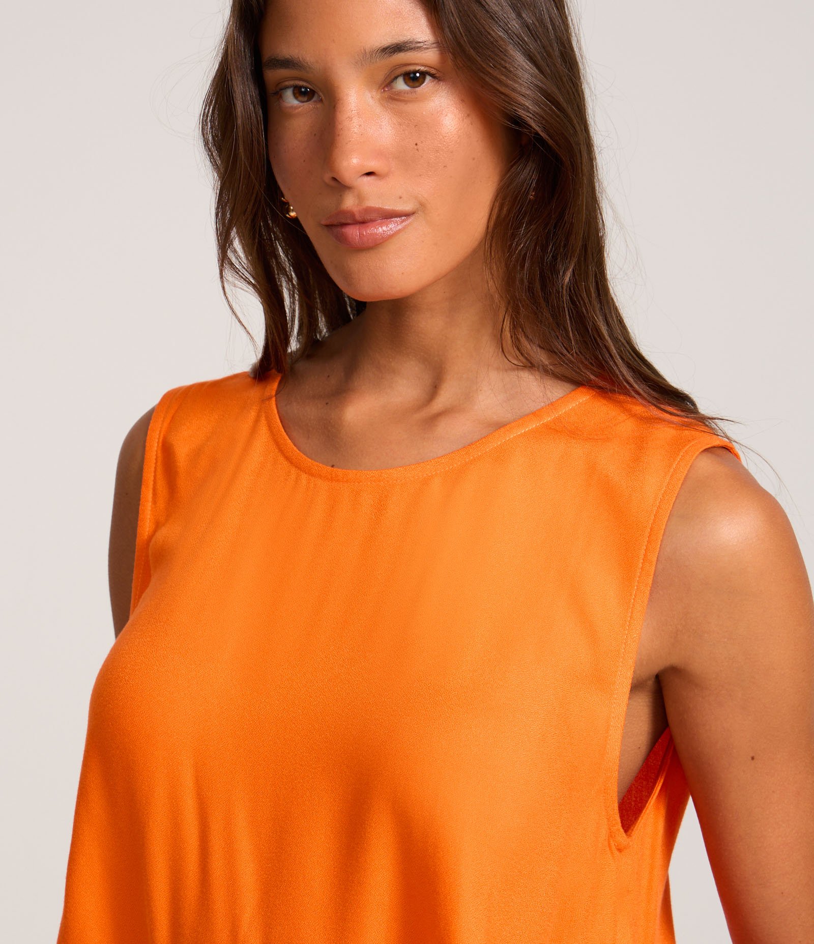 Blusa Soltinha Básica em Crepe Laranja 3