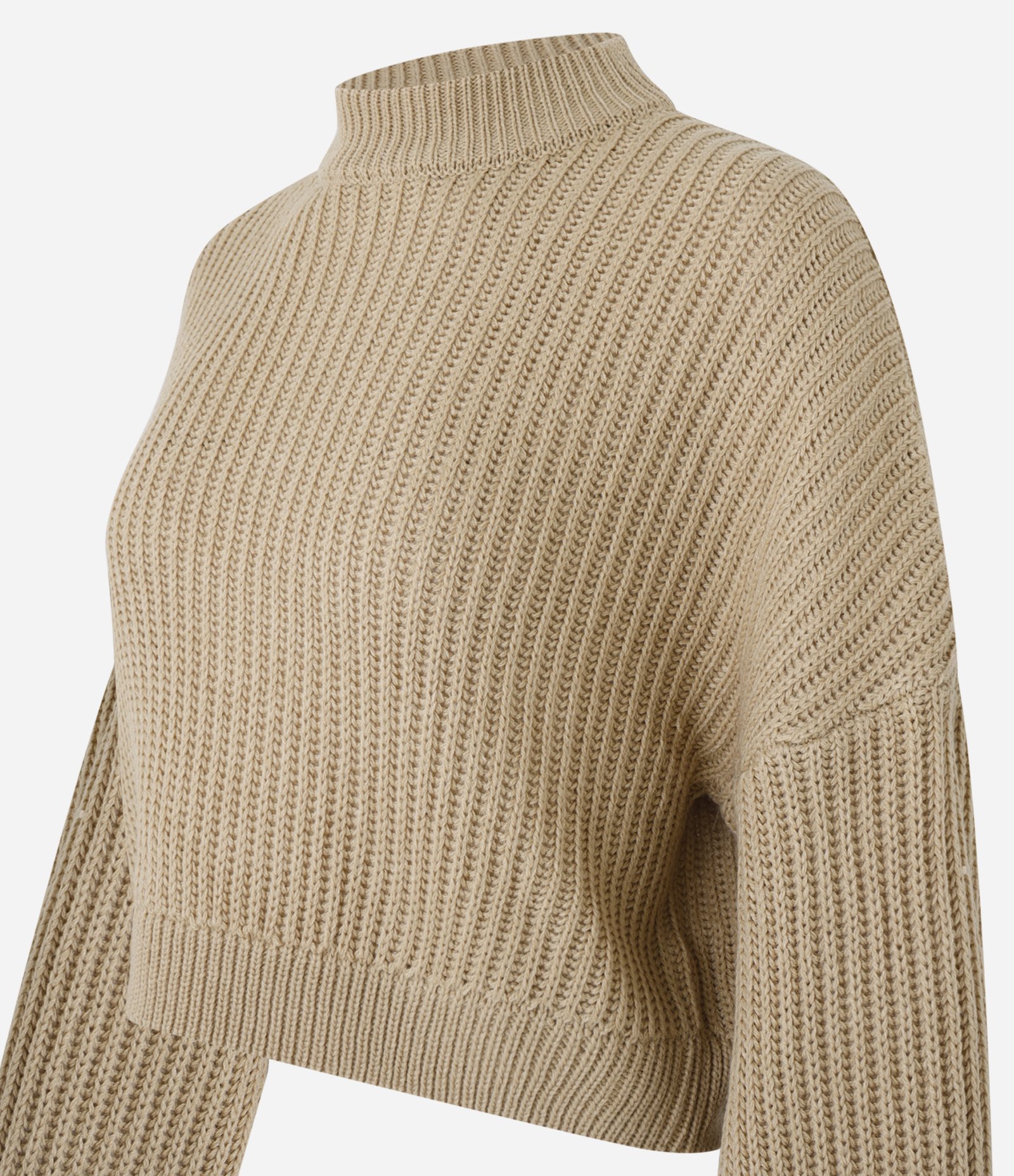 Suéter em Tricô Texturizado com Punho Ajustado Bege 5