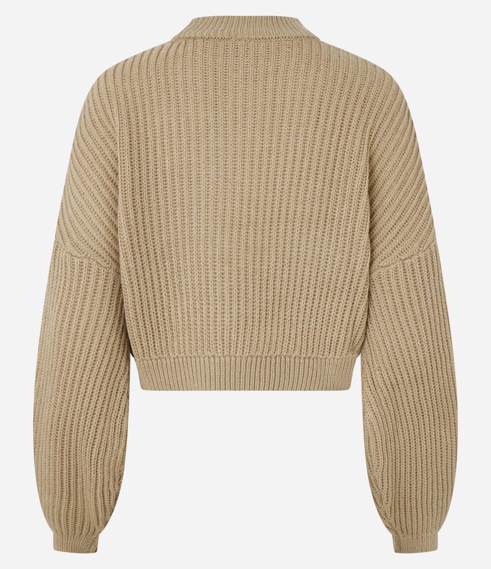 Suéter em Tricô Texturizado com Punho Ajustado Bege