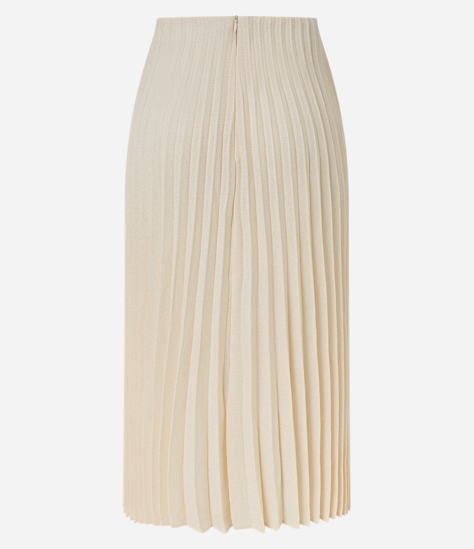 Saia Midi Alfaiatada com Textura Plissada Bege 9