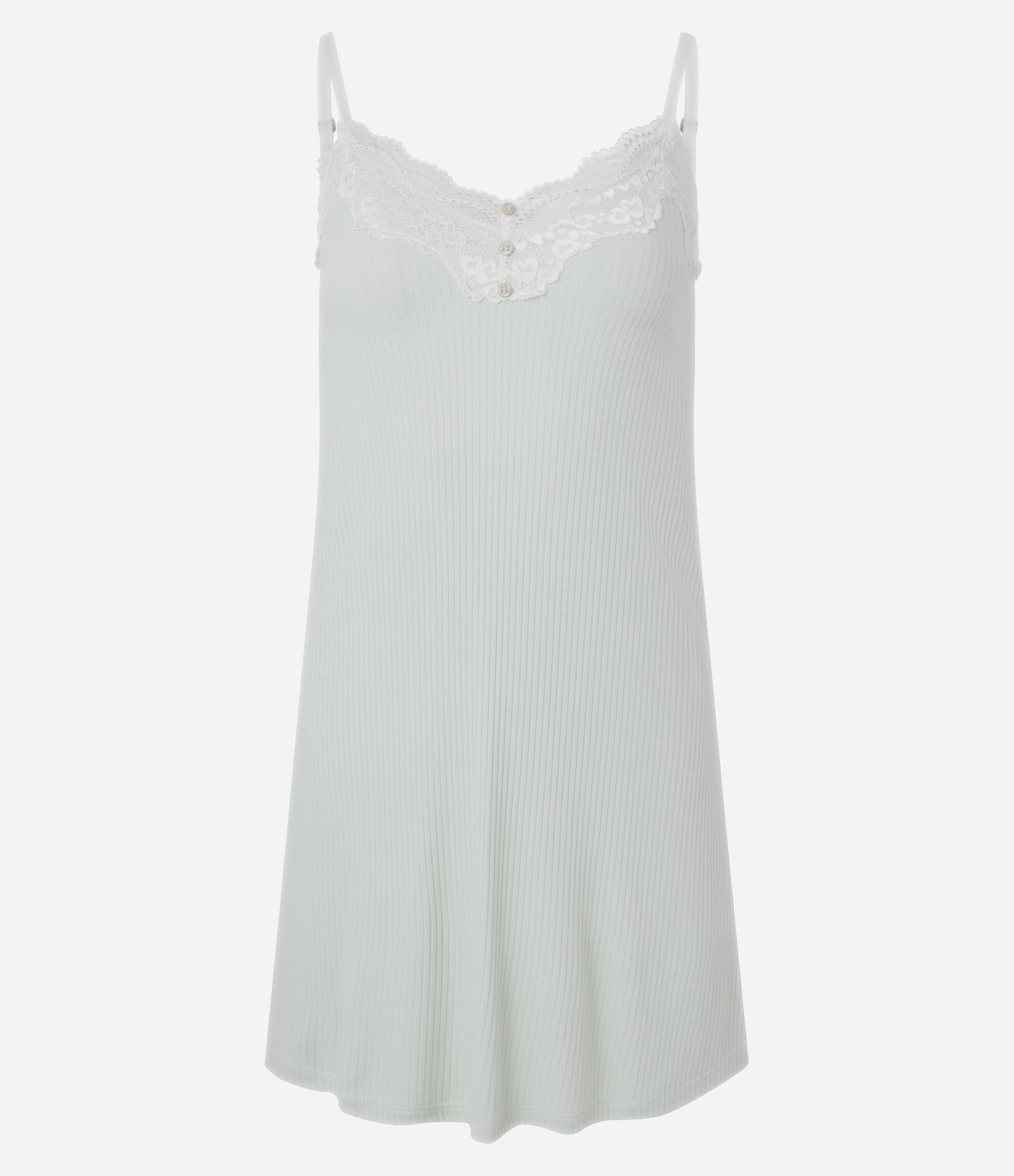 Camisola Alcinha em Viscose com Renda e Botões Verde Claro 4