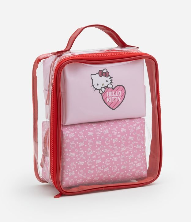 Kit 03 Nécessaire com Tamanhos Diversos e Estampa Hello Kitty