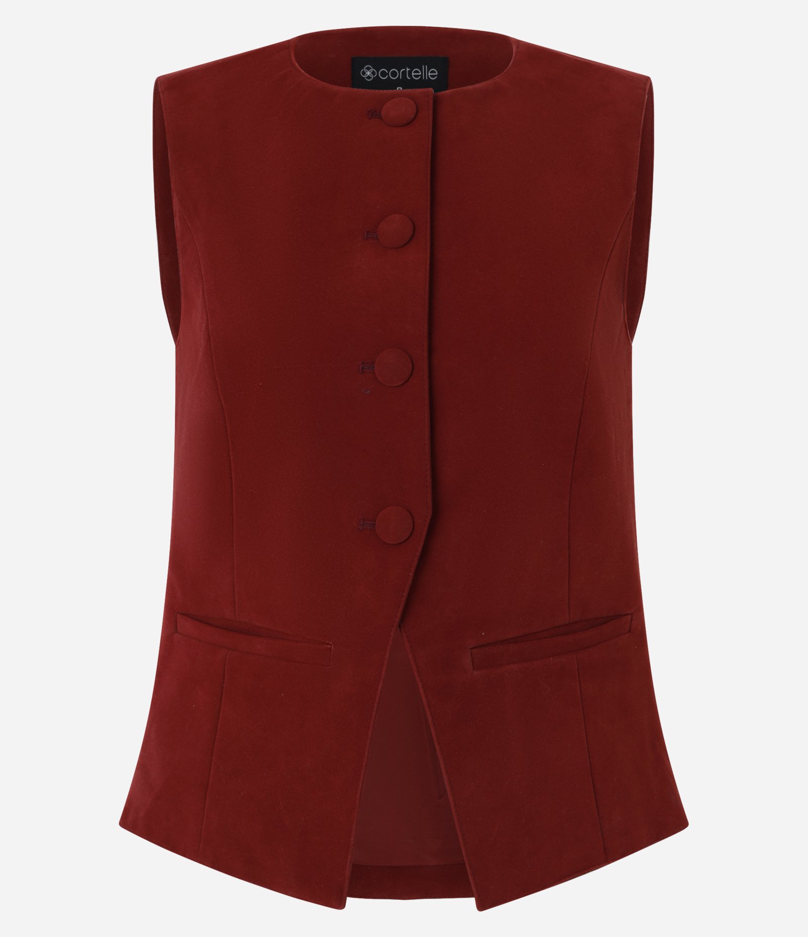 Colete Boho Alongado em Suede com Detalhe V na Barra Bordô 8