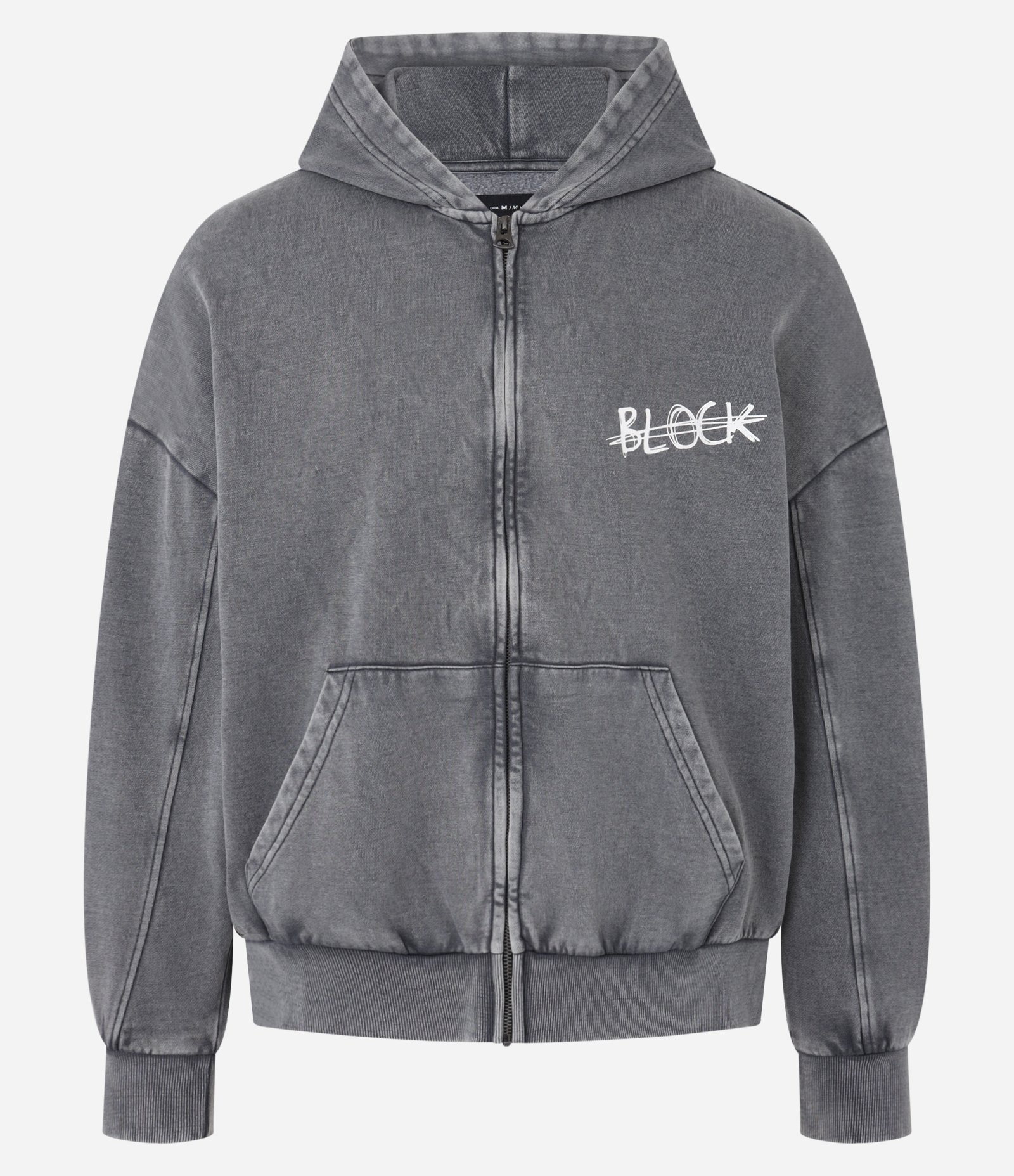 Casaco Boxy em Moletom com Felpa e Estampa Localizada e Efeito Lavado Cinza 7