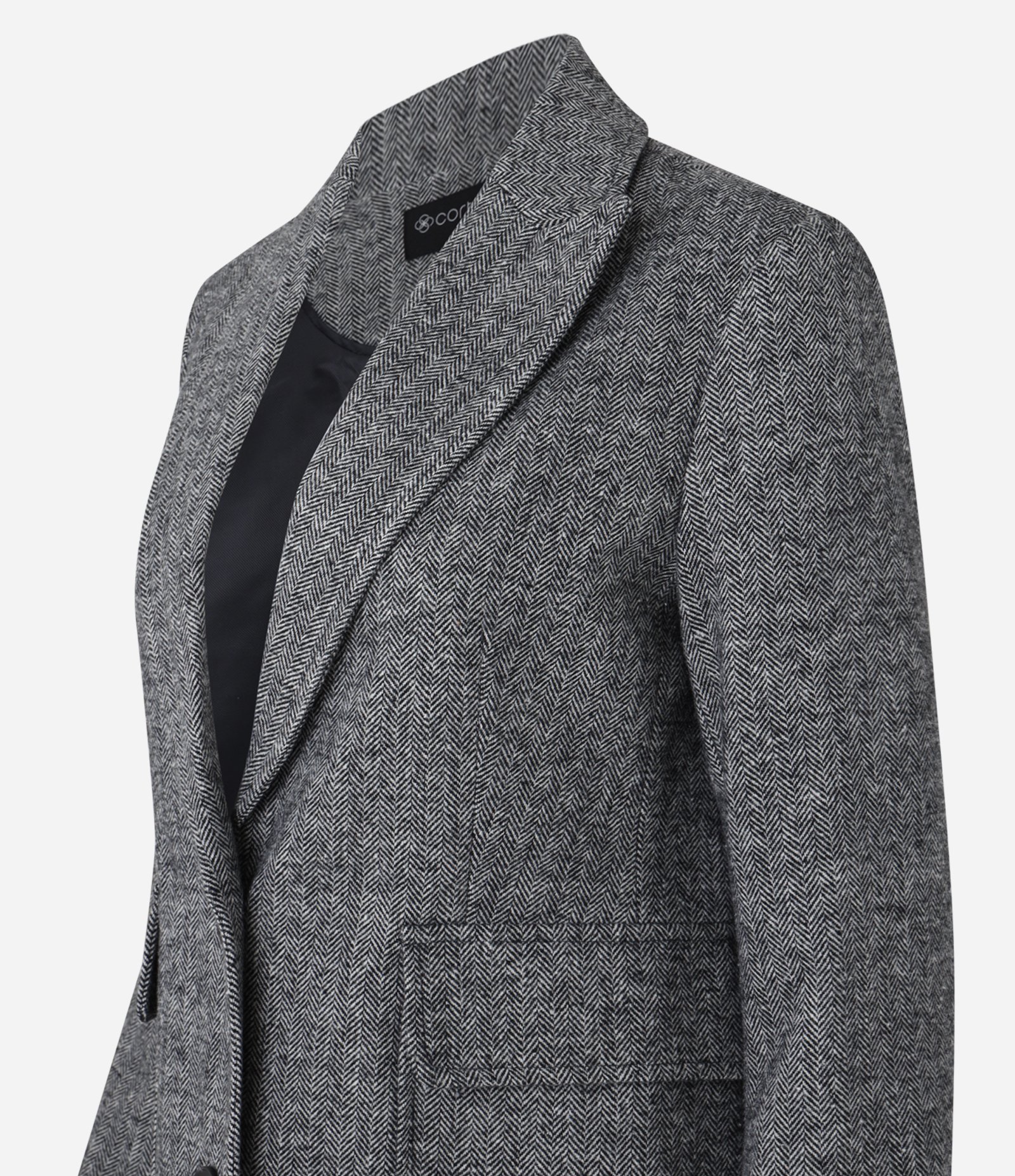 Blazer em Polivelour Quentinho com Bolsos e Espinha de Peixe Cinza 8