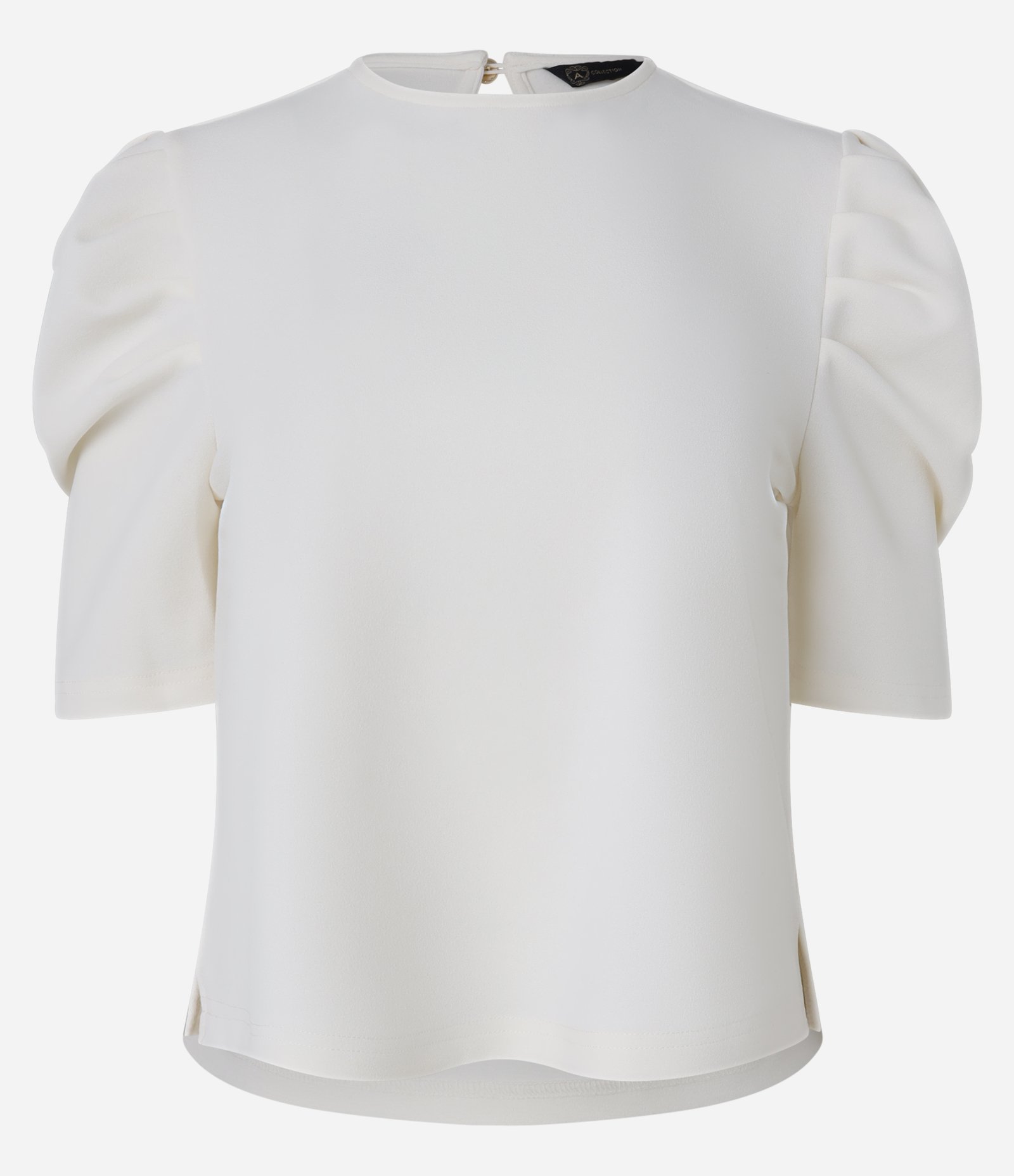 Blusa em Crepe com Manga Bufante e Fechamento nas Costas Branco 5