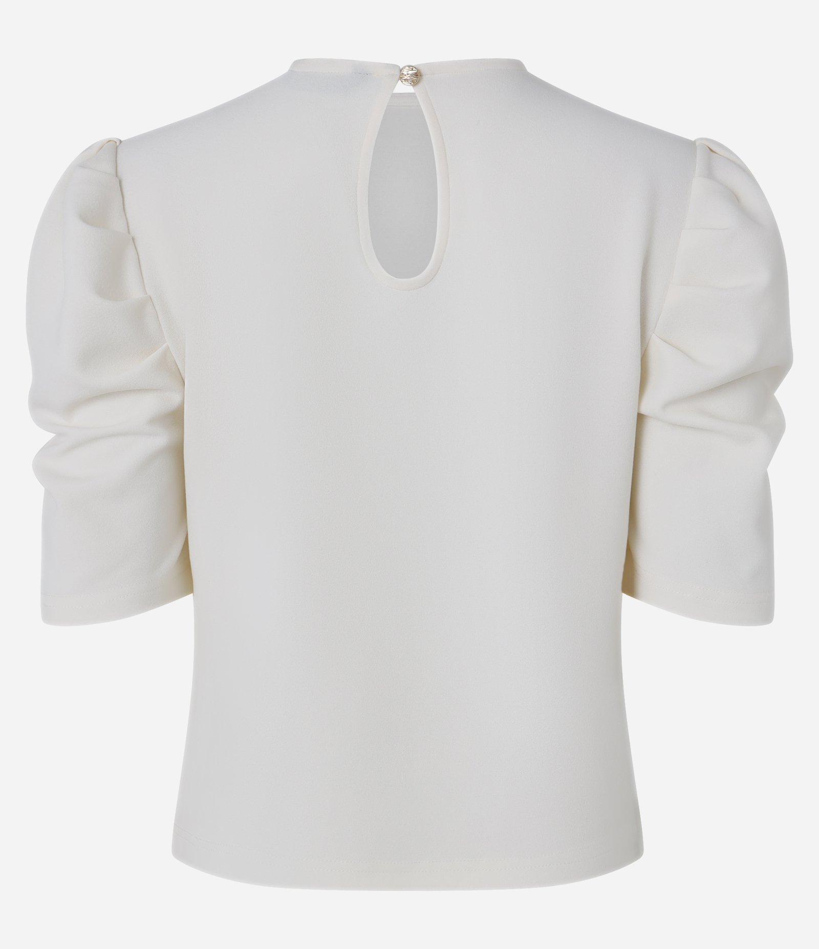 Blusa em Crepe com Manga Bufante e Fechamento nas Costas Branco 6