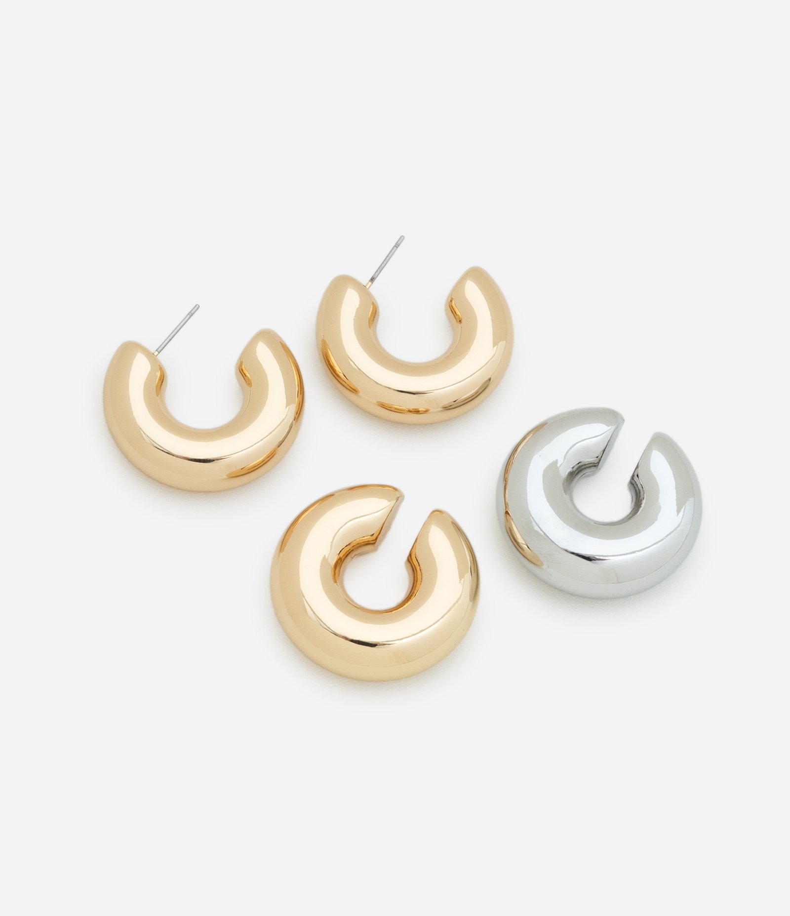 Kit 2x1 Argolas Metal Liso argola bold dourada, 1 piercing bold prateado e 1 dourada AE_FW25_BRI_0074 Dourado 1