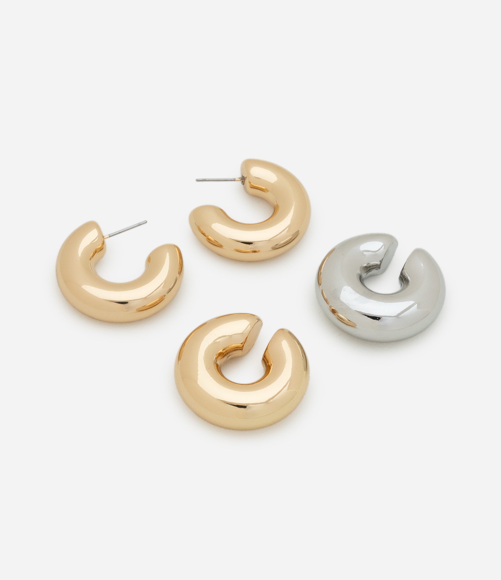 Kit 2x1 Argolas Metal Liso argola bold dourada, 1 piercing bold prateado e 1 dourada AE_FW25_BRI_0074 Dourado 2