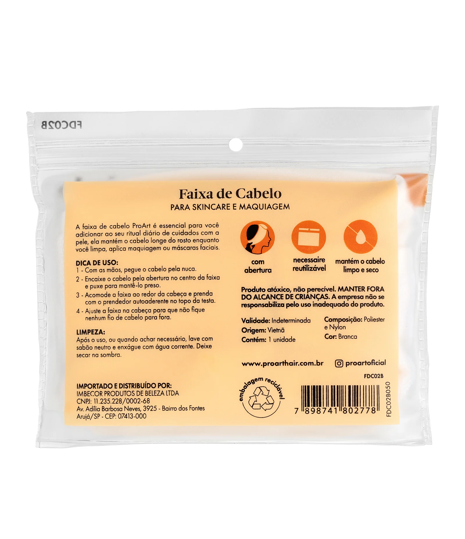 Faixa de Cabelo Hairband White Proart Branca 2