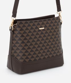 Bolsa Transversal Média em PU com Estampa Triângulos