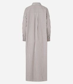 Vestido Chemise Longo em Tricoline com Listras