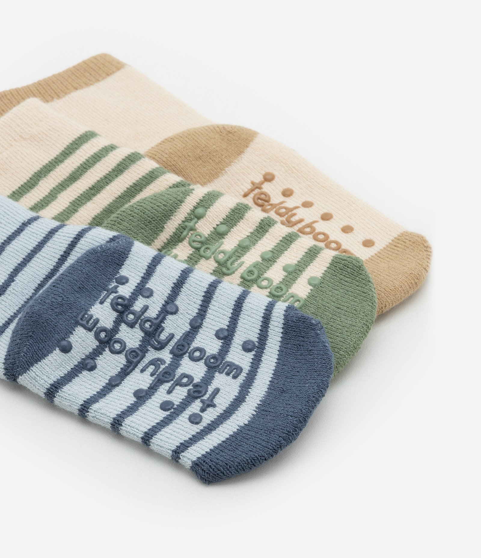 Kit 03 Meias Infantis com Estampa de Bichinhos - Tam 0 a 12 meses Azul/Verde/Bege 3