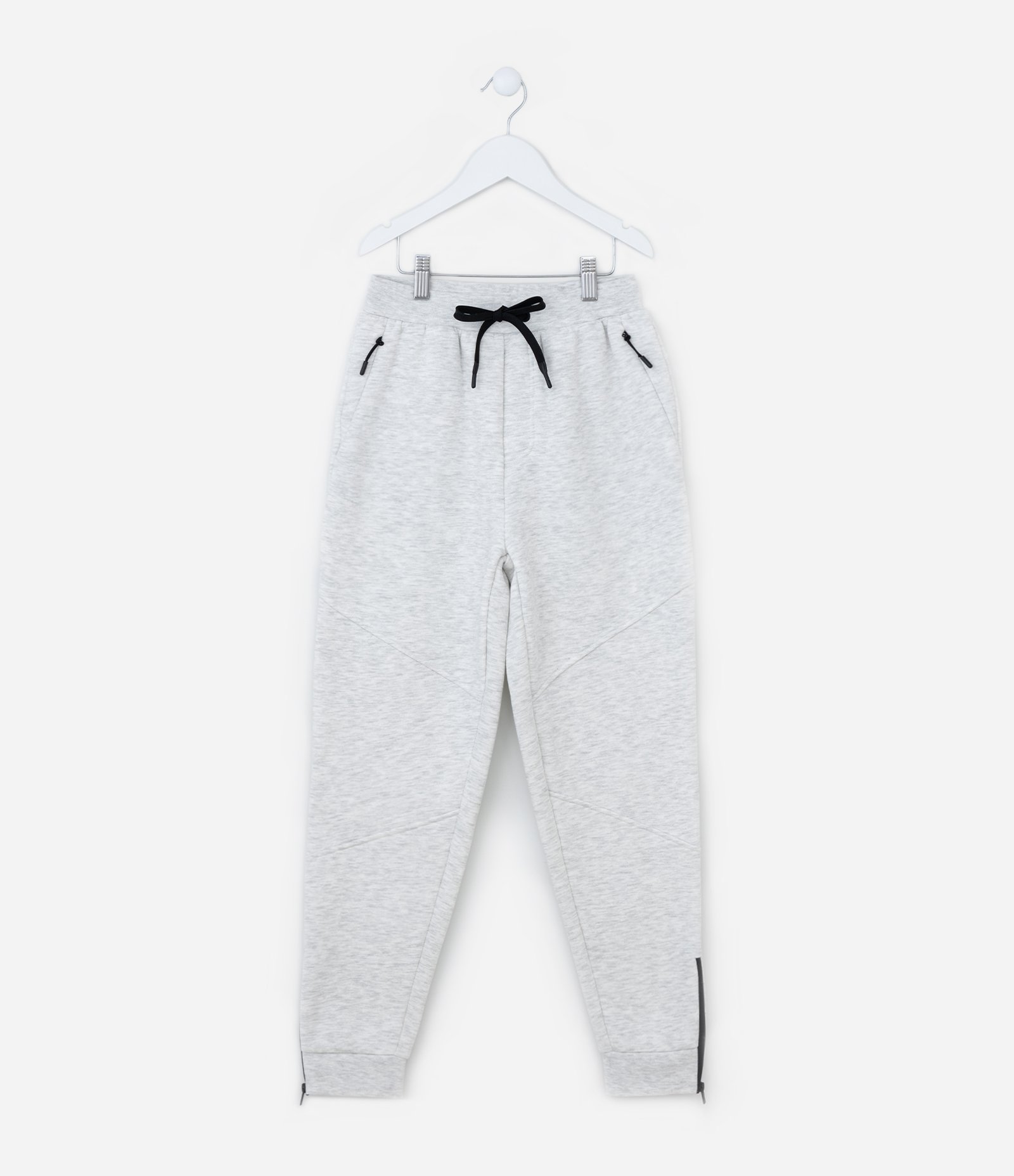 Calça Infantil com Recortes Zíper na Barra - Tam 5 a 14 Anos Cinza 1