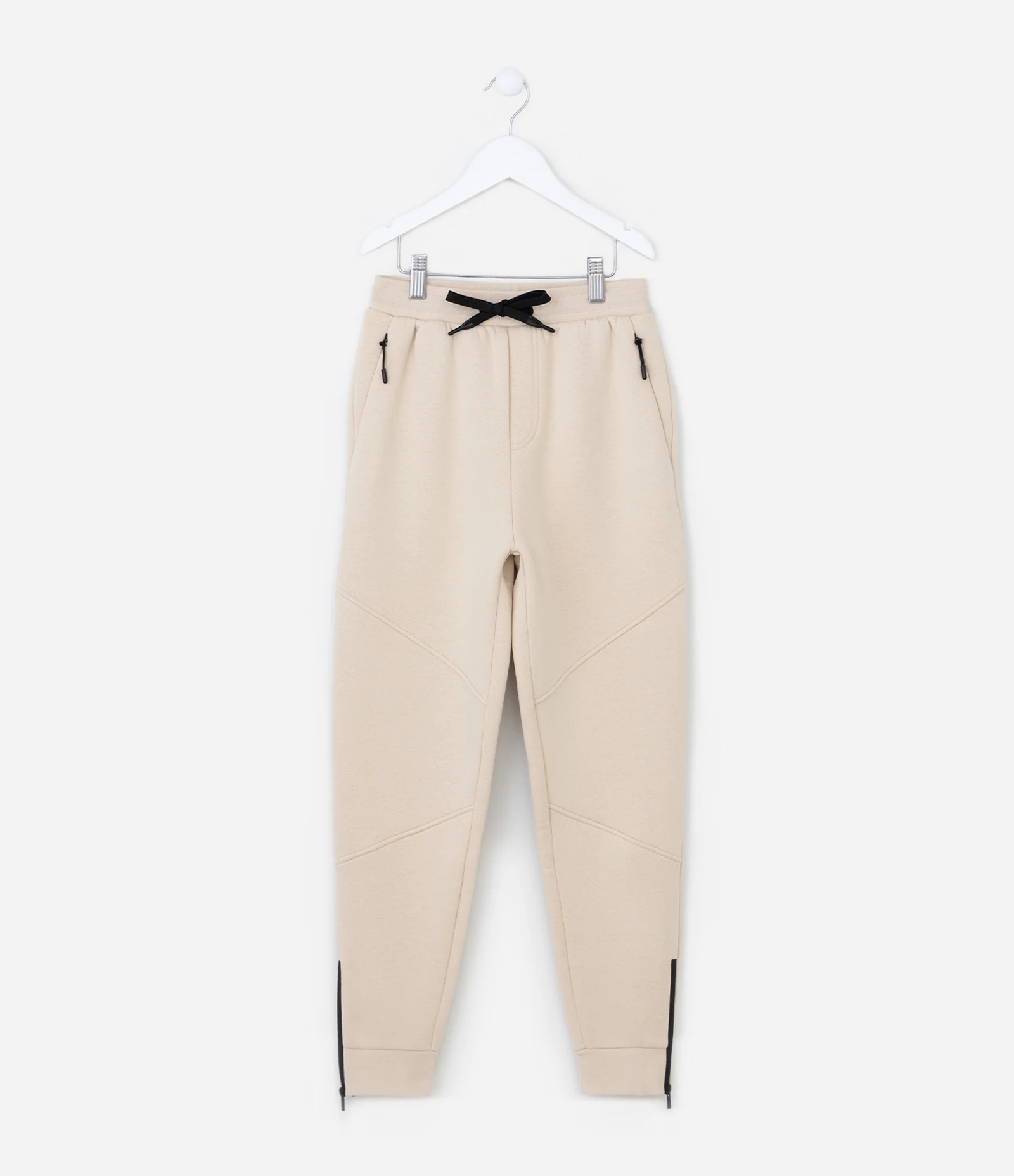 Calça Infantil com Recortes Zíper na Barra - Tam 5 a 14 Anos Bege 1