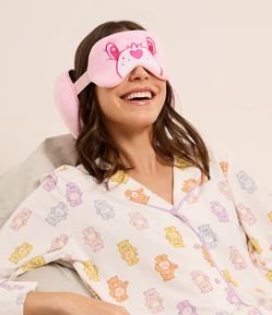 Travesseiro com Máscara com Fechamento em Zíper e Estampa Ursinhos Carinhosos