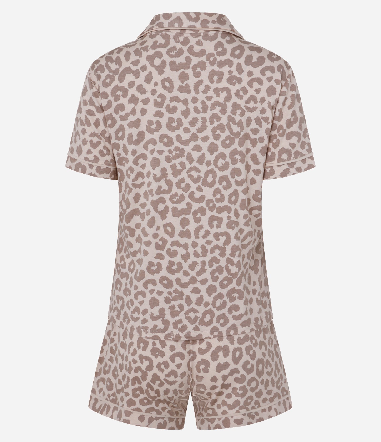 Pijama Short Doll Manga Curta em Viscose com Estampa Animal Print Marrom 6