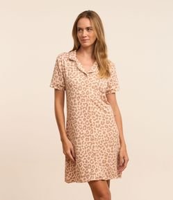 Camisola Manga Curta em Viscose com Estampa Animal Print