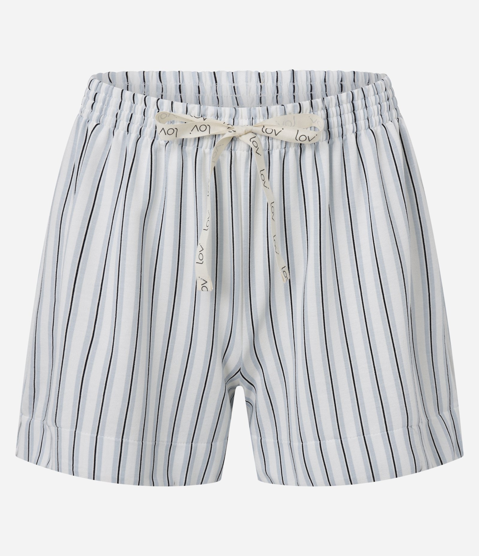 Pijama Short Doll Regata com Alças Largas E Short Com Estampa Listrada Branco/Azul 7