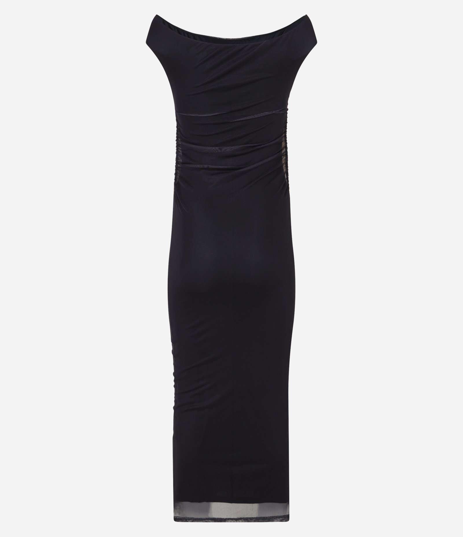 Vestido Midi Ombro a Ombro em Tule com Estampa Floral Preto 7