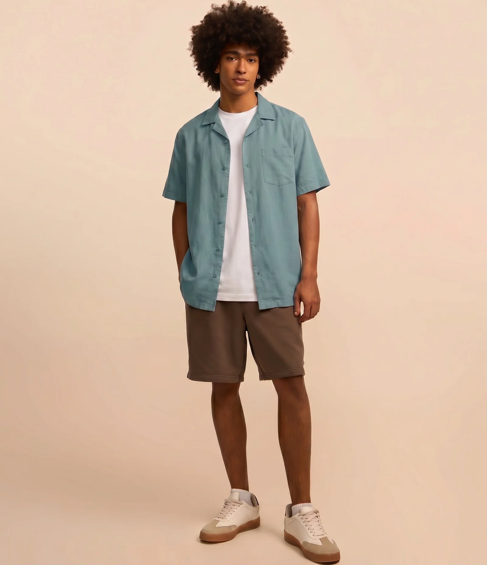 Camisa Relaxed em Tricoline com Textura Bowling Cinza 1